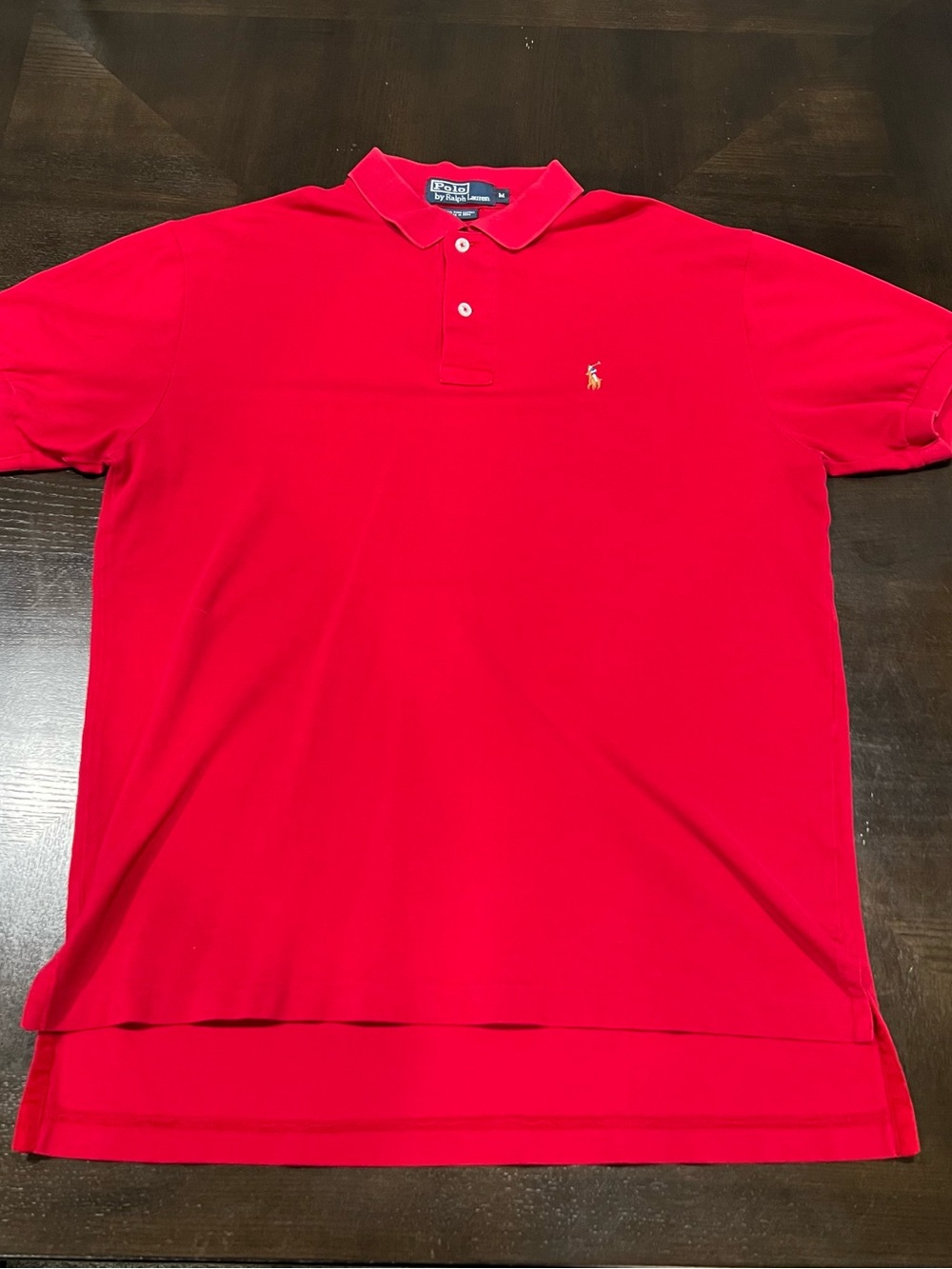 Polo Ralph Lauren Classic Fit Red Solid Cotton Knit Logo Polo Shirt M Golf